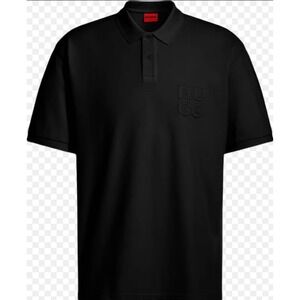 HUGO BOSS Men's Logo Polo Shirt L Black Embroidered Logo Polo Shirt Distressed